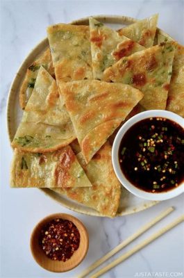  Scallion Pancakes Are Crispy Delights Drizzled with Sweet and Savory Dipping Sauce!